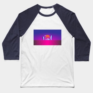 Synthwave 80's neon city Baseball T-Shirt